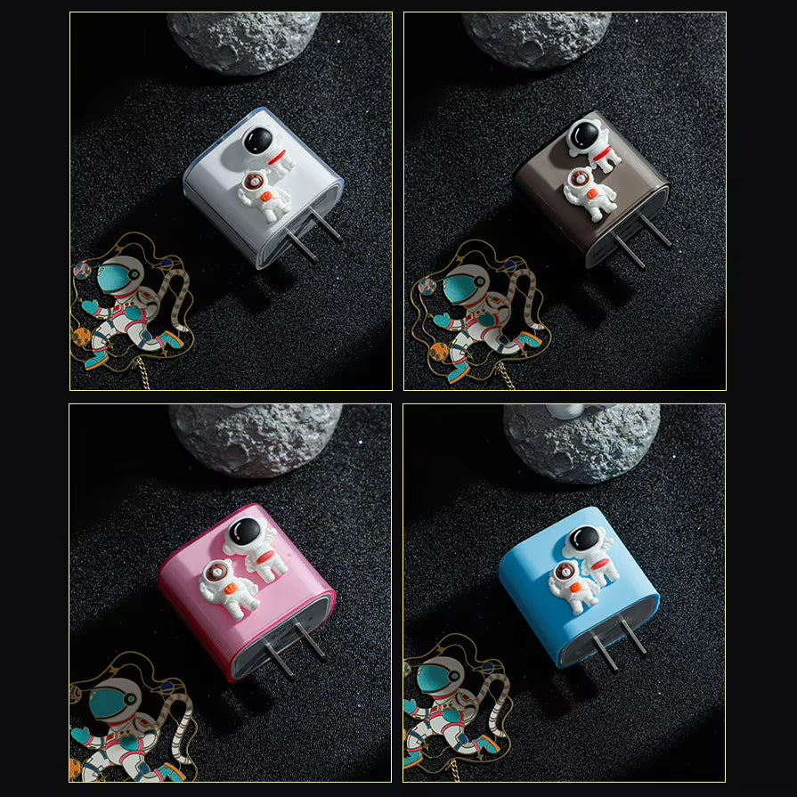 3D Astronaut Cable Organiser for Iphone 15 14 13 12 11 18W 20W Charger Protector De Cargador Management Kits Bear Cord Organizer