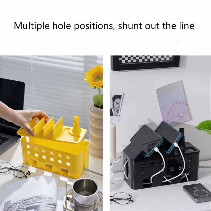 Desktop Plug Board Storage Box Mobile Phone Data Cable Charger Organiser Plug Power Cord Cable Organiser