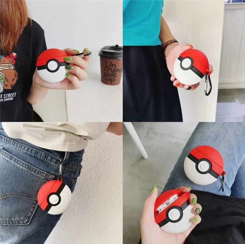 For Airpods 4 Case 2024,Pokemon Red Ball Shockproof Protective Earphone Silicone Cover for Airpod 4 Case/Airpods Pro 2 Case