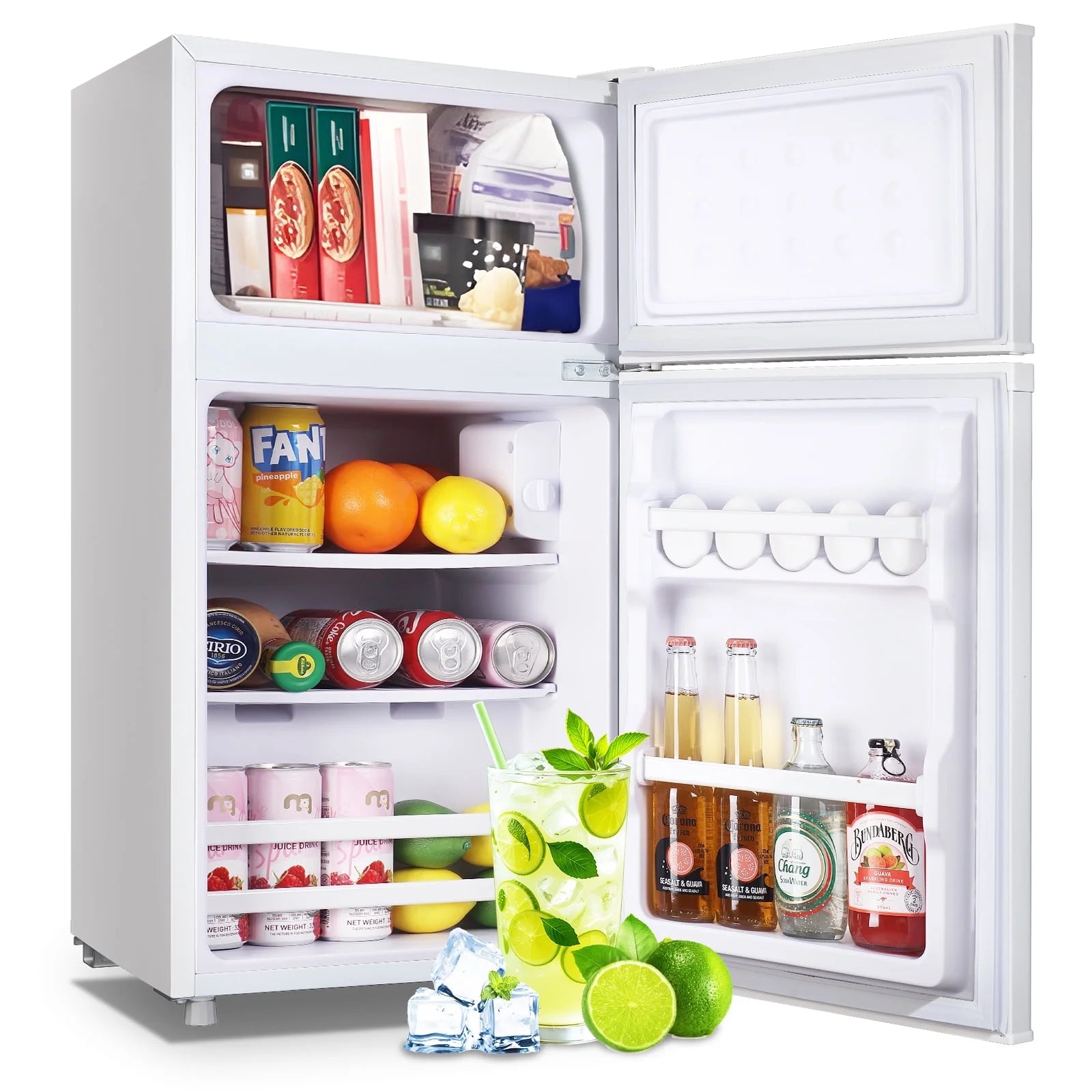 2.4 Cu.Ft Mini Fridge with Freezer, Apartment Size Refrigerator, White, New