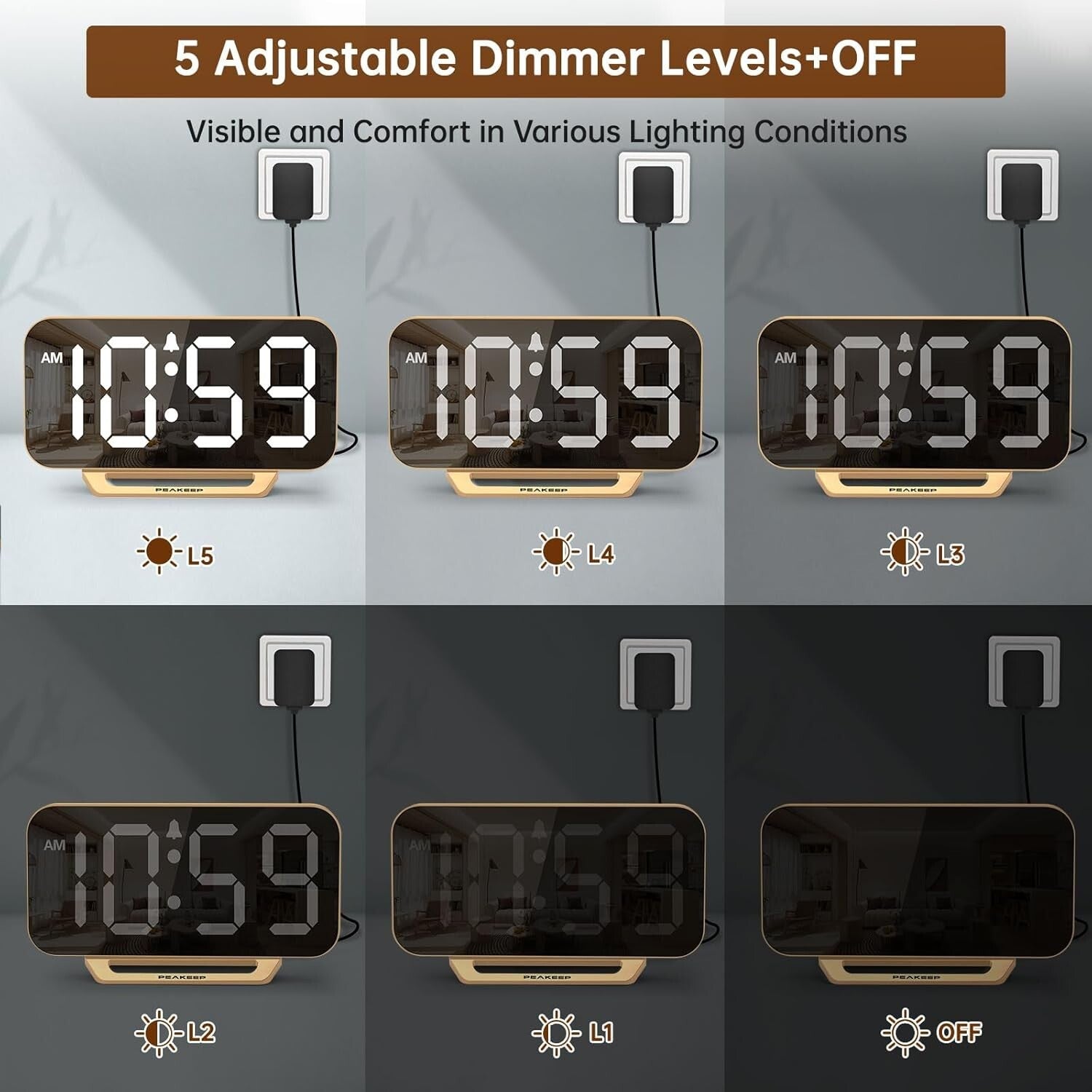 Slim Digital Mirror Clock