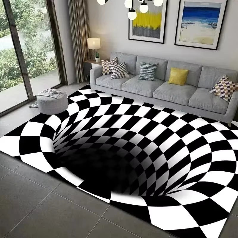 Teenager 3D Effect Vortex Illusion Carpet Entrance Living Room Bedroom Rug Geometric Optical Doormat Illusion Home Decor Mat