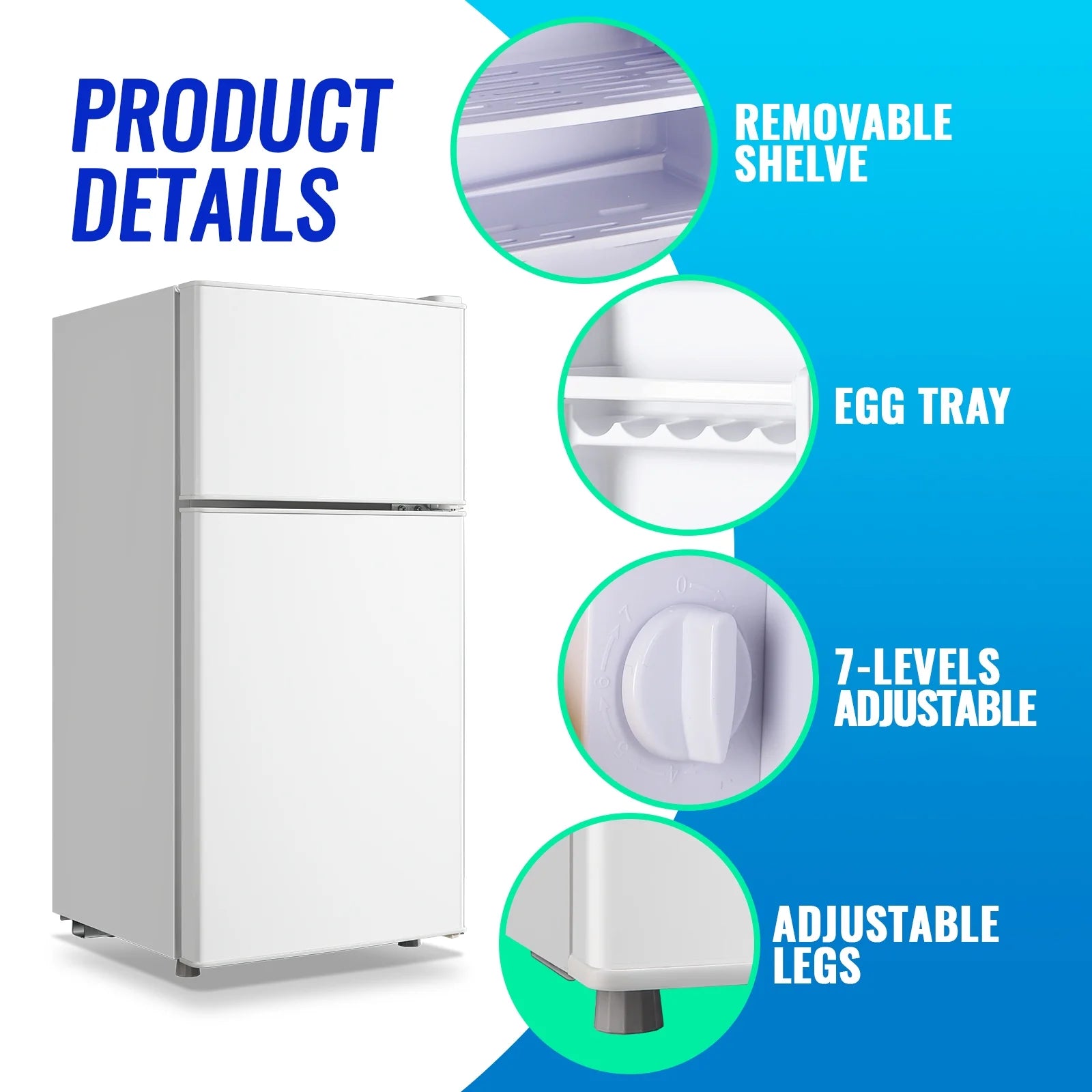 2.4 Cu.Ft Mini Fridge with Freezer, Apartment Size Refrigerator, White, New