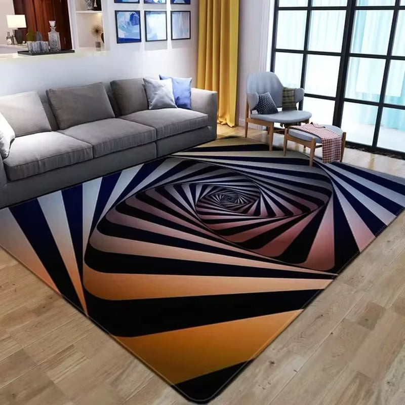 Teenager 3D Effect Vortex Illusion Carpet Entrance Living Room Bedroom Rug Geometric Optical Doormat Illusion Home Decor Mat
