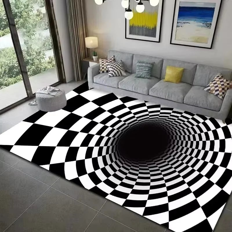 Teenager 3D Effect Vortex Illusion Carpet Entrance Living Room Bedroom Rug Geometric Optical Doormat Illusion Home Decor Mat