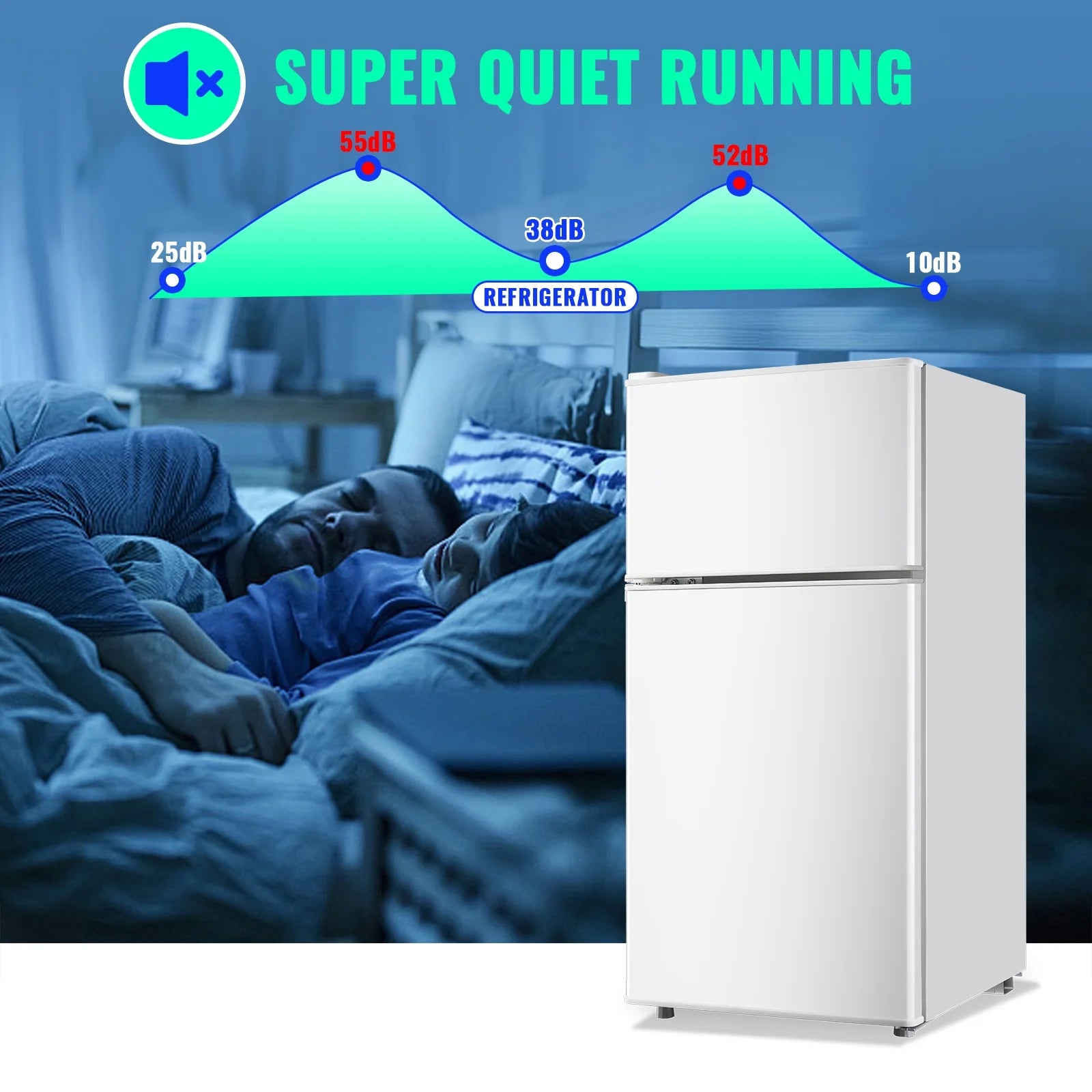 2.4 Cu.Ft Mini Fridge with Freezer, Apartment Size Refrigerator, White, New