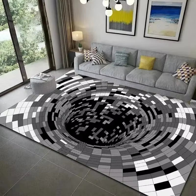 Teenager 3D Effect Vortex Illusion Carpet Entrance Living Room Bedroom Rug Geometric Optical Doormat Illusion Home Decor Mat