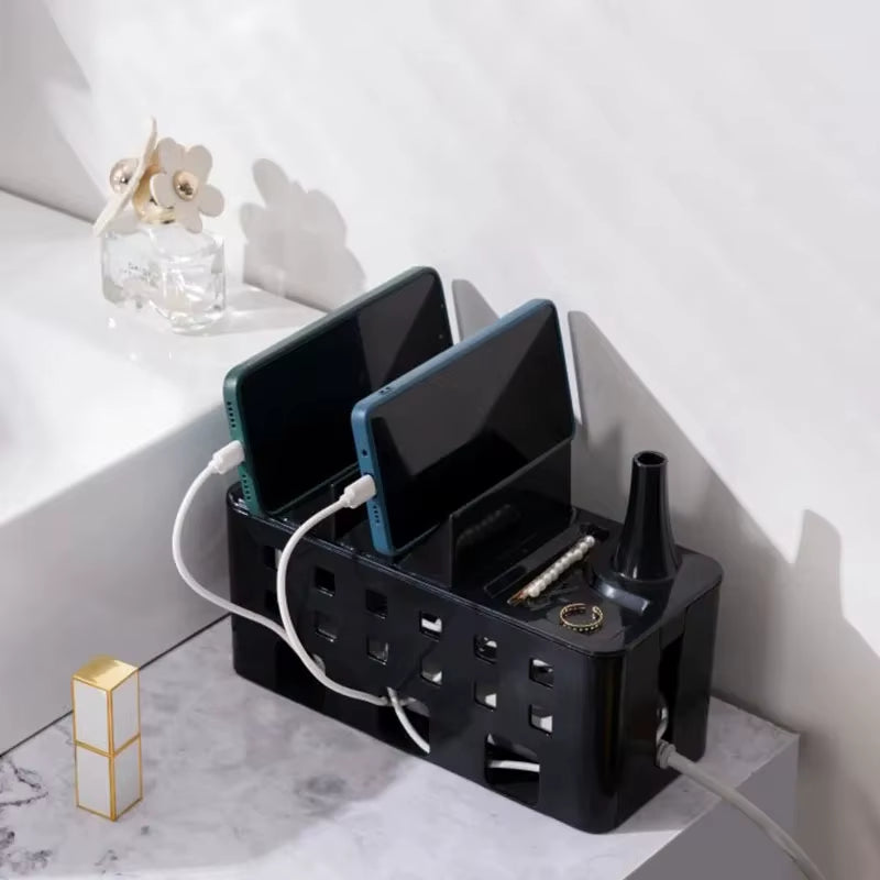 Desktop Plug Board Storage Box Mobile Phone Data Cable Charger Organiser Plug Power Cord Cable Organiser