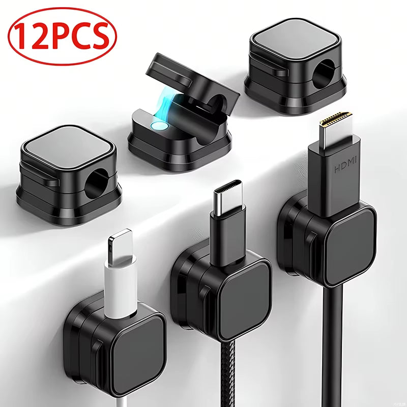 Magnetic Cable Clip Set Magnetic Cable Clips Cable Organiser Adjustable Cord Holder under Desk Cable Management Holder