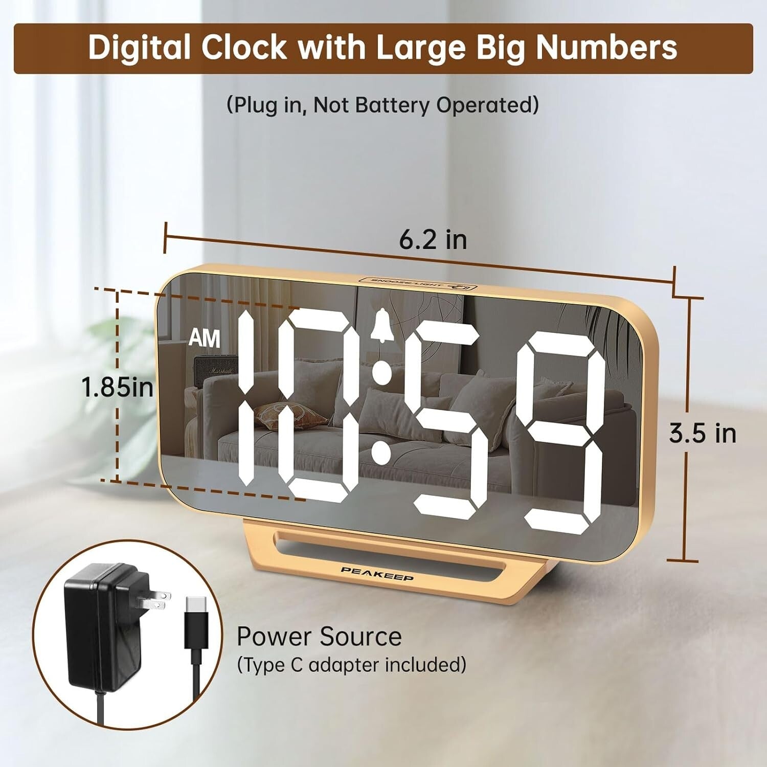 Slim Digital Mirror Clock