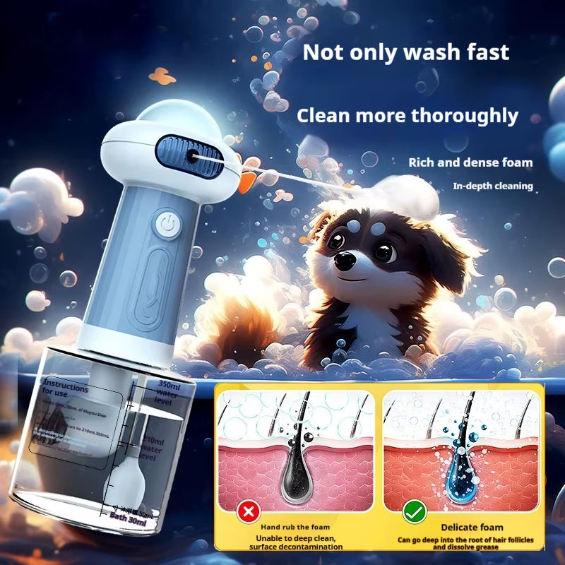 Automatic Dog Soap Dispenser Wireless Mute USB Dog Grooming Frother Cat Deeper Cleaning Bath Shampoo Foam Sprayer Pet Supplies